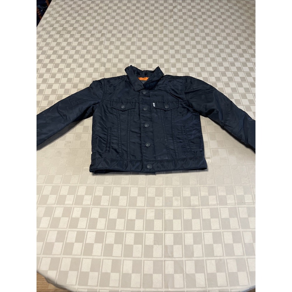 Levis Youth Boys Bomber Jacket Coat Size‎ 7 Black Snap Buttons Lightweight EUC